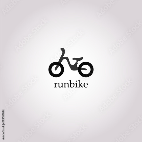 Flat kids balance bike icon, children run bike symbol. Isolated on white background.
