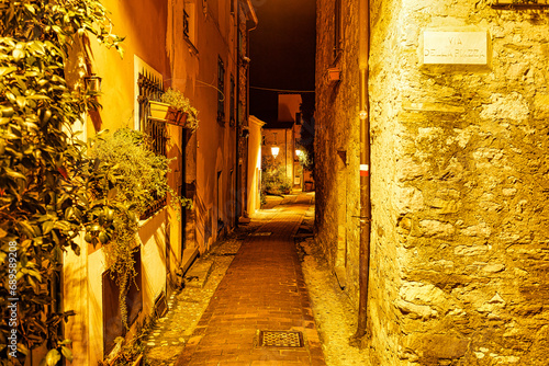 Evening cityscape in the town of Montemarcello La Spezia Liguria Italy