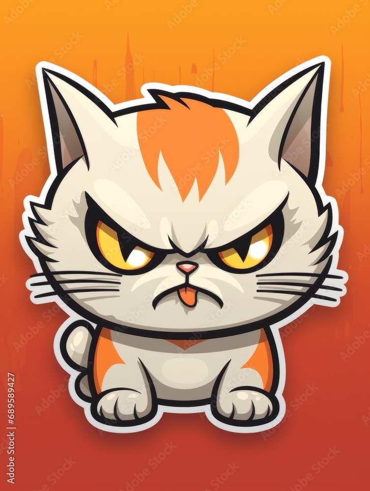Evil Kitten sticker in cartoon style isolated isolated, AI Evil Kitten sticker in cartoon style isolated isolated, AI