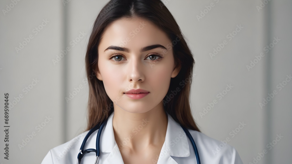 portrait of a female doctor smiling , white background portrait of a female doctor smiling , white background