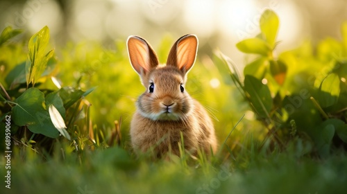 Vigilant Bunny in Green Meadow © Flowstudio