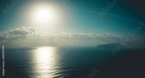 Aerial view of beautiful sea and island landscape in the sunrise