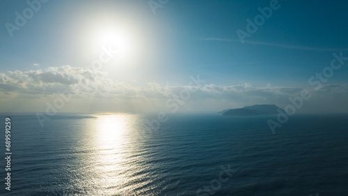 Aerial view of beautiful sea and island landscape in the sunrise