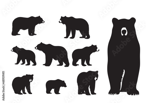 Bear silhouettes on the white background