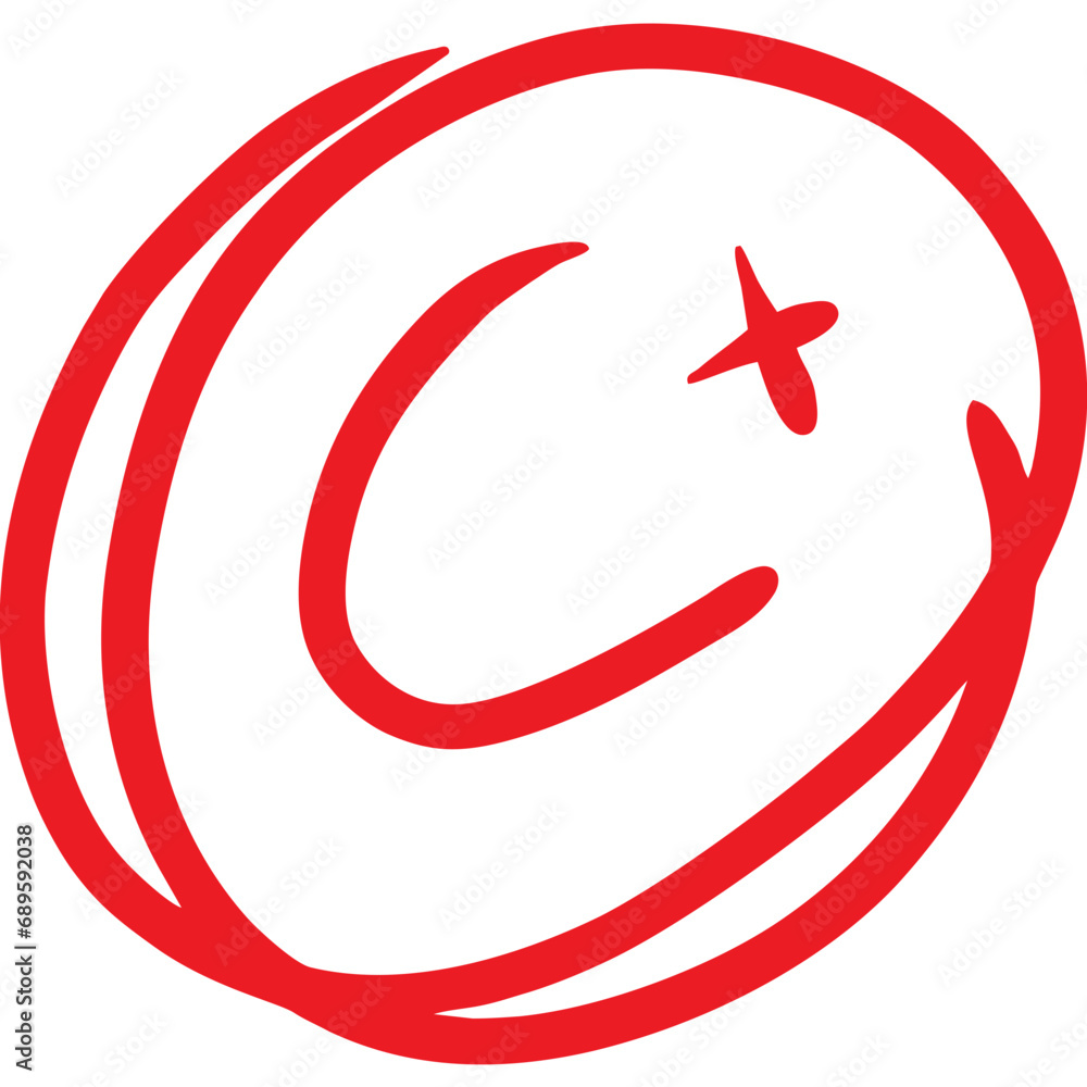 Obraz premium Grade result C plus. Test exam mark report vector illustration. 