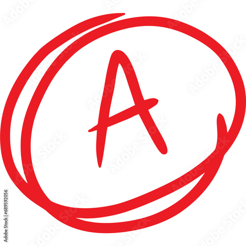 Grade result A. Test exam mark report vector illustration. 