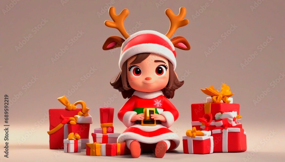 Merry Christmas and happy holidays! Cute little child girl with christmas present. Kid enjoy the holiday. Portrait kid with gift on dark background.Generative AI Merry Christmas and happy holidays! Cute little child girl with christmas present. Kid enjoy the holiday. Portrait kid with gift on dark background.Generative AI