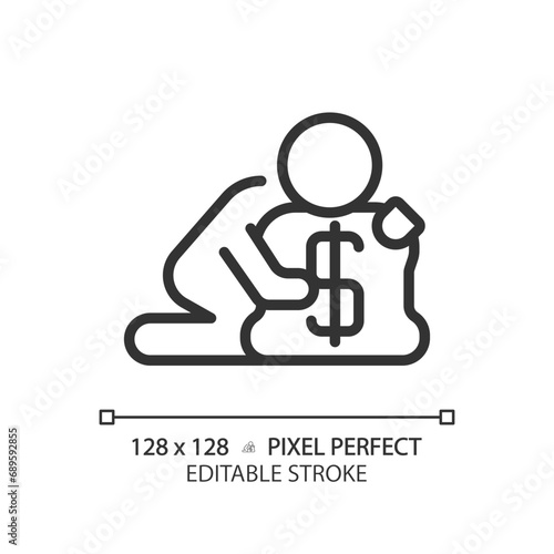 2D pixel perfect editable black greed icon, isolated simple vector, thin line illustration representing psychology.