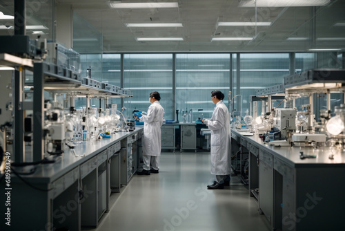 scientists working in a laboratory for medical research or analysis together