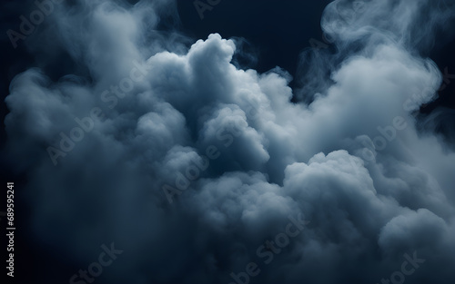 Closeup on a blue dark dramatic smoke background for design, gloomy atmosphere