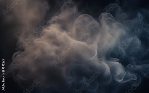 Closeup on a dark dramatic smoke background for design, gloomy atmosphere