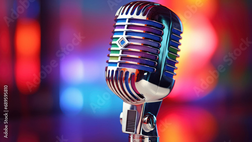 Retro Microphone with Colorful Bokeh