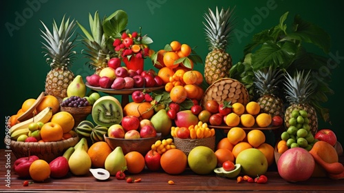 Colorful display of various tropical fruits  vibrant and fresh