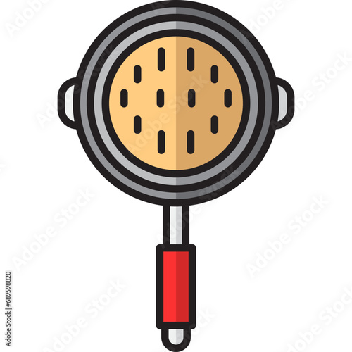 Pan icon. Pancakes in the pan vector