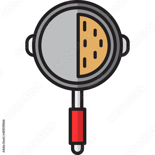 Pan icon. Pancakes in the pan vector
