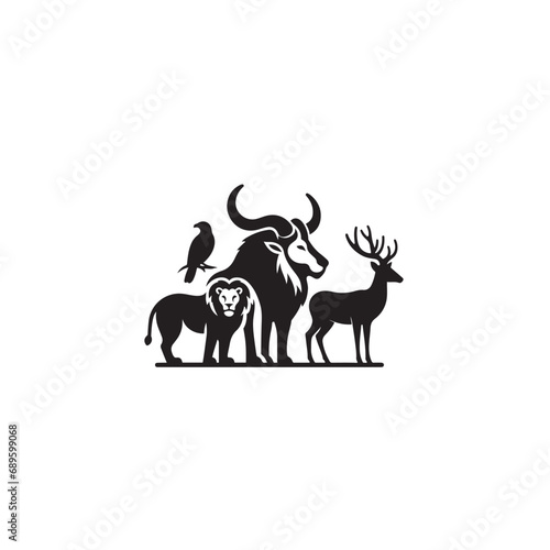 Animal Silhouette  Creatures of the Meadow in Moonlit Serenity Black Vector Animals Silhouette 