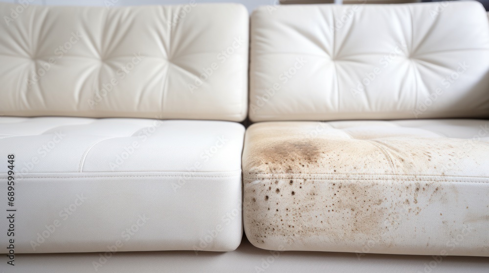 sofa before and after  dry cleaning cleaning - obrazy, fototapety, plakaty 