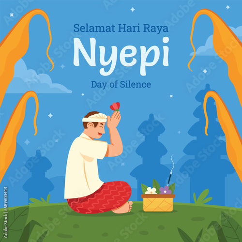 Bali Hindu Praying On Day Of Silence