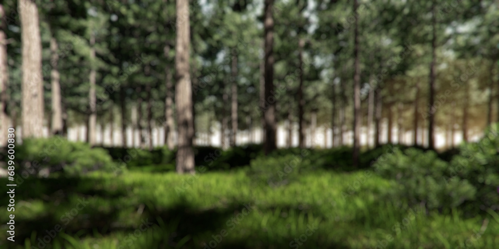 Forest with meadow. 3d rendering of blurred landscaped vibrant background. Forest with meadow. 3d rendering of blurred landscaped vibrant background.