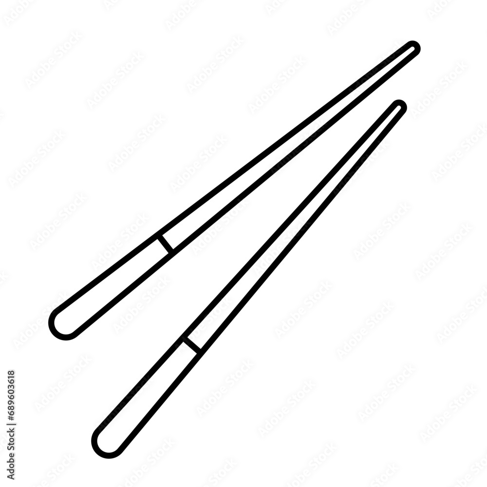 Sushi sticks. Coloring book Black and white vector illustration.