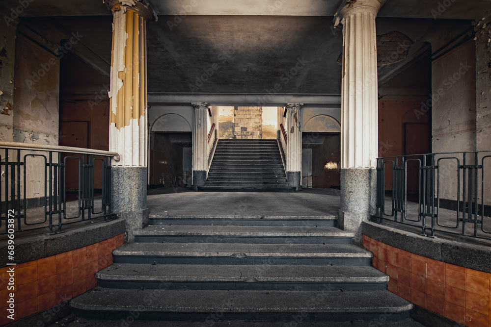 Obraz premium The abandoned Russian military base with theater and spa