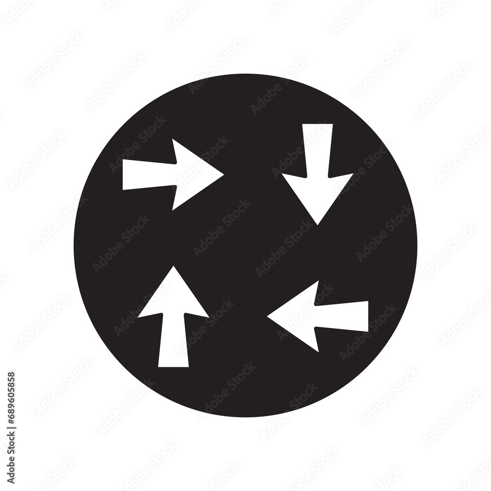 Arrows in different direction icon vector. Four Arrows logo design. Recycling vector icon illustration in circle isolated on white background Arrows in different direction icon vector. Four Arrows logo design. Recycling vector icon illustration in circle isolated on white background