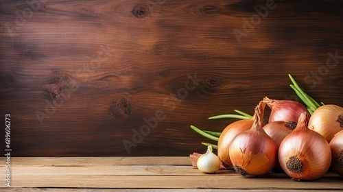 Fresh Onions on Old Wooden Table. Perfect for Your Culinary Creations