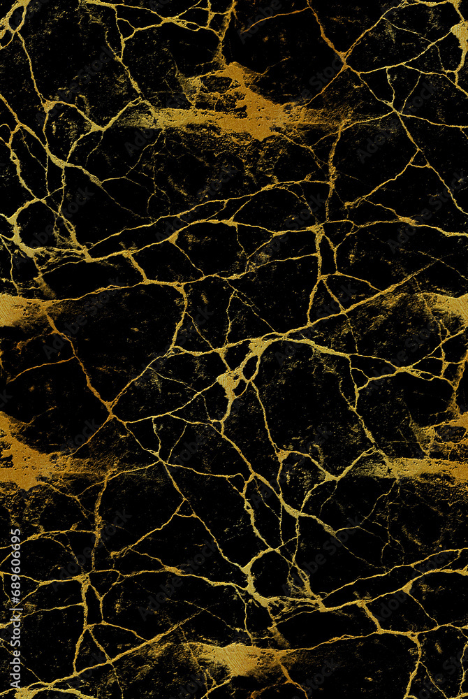 Marble texture with golden veins - seamless tile. Abstract natural stone pattern. 