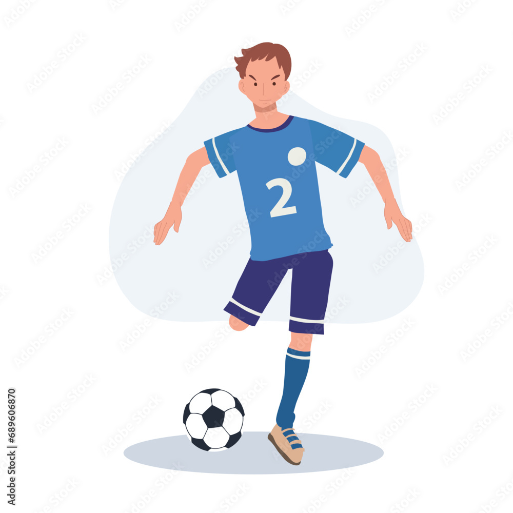 football player. Man Kicking Ball. Soccer Player. male characters playing football.