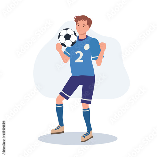 Fototapeta Naklejka Na Ścianę i Meble -  football player. Man Kicking Ball. Soccer Player. male characters playing football.