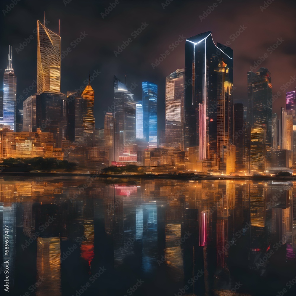 A cityscape social media background with urban architecture and city lights, reflecting the fast-paced and cosmopolitan nature of social media platforms