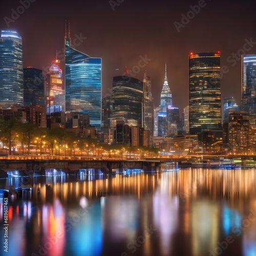 A cityscape social media background with urban architecture and city lights  reflecting the fast-paced and cosmopolitan nature of social media platforms