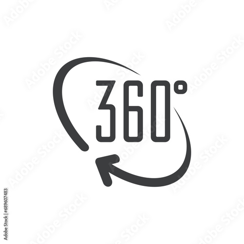 Angle 360 degrees simple black icon. Vector EPS 10.