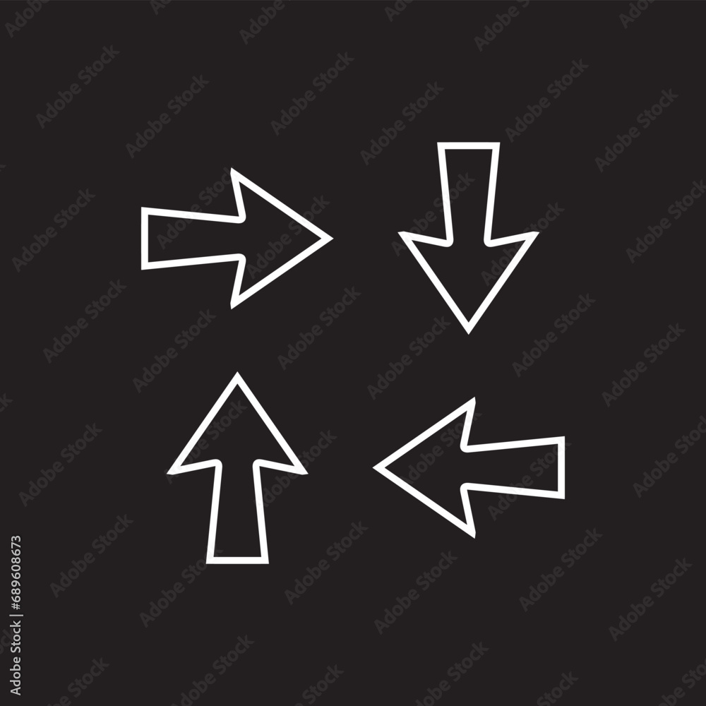Arrows in different directions icon vector. Four Arrows icon sign symbol vector. Recycling vector icon illustration isolated on black background Arrows in different directions icon vector. Four Arrows icon sign symbol vector. Recycling vector icon illustration isolated on black background