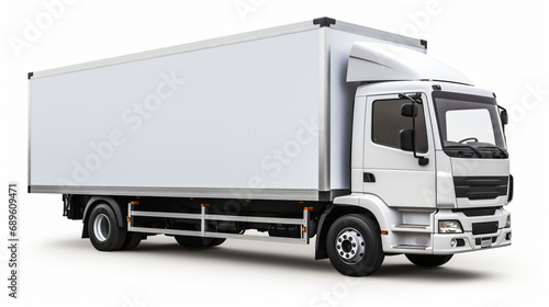 Truck with white blank trailer