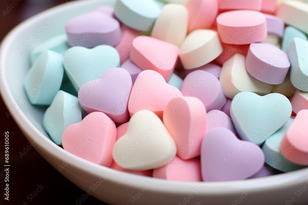 Colorful cookie hearts in a bowl Colorful cookie hearts in a bowl