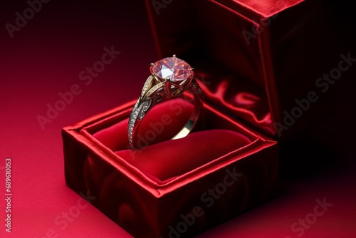 Engagement ring in red box photo