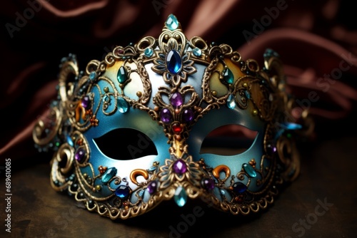 A luxurious carnival mask decorated with gold