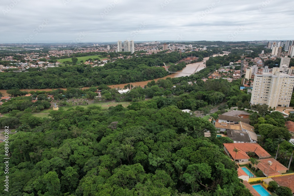 Piracicaba aerial view panorama December 2023, with the river at background