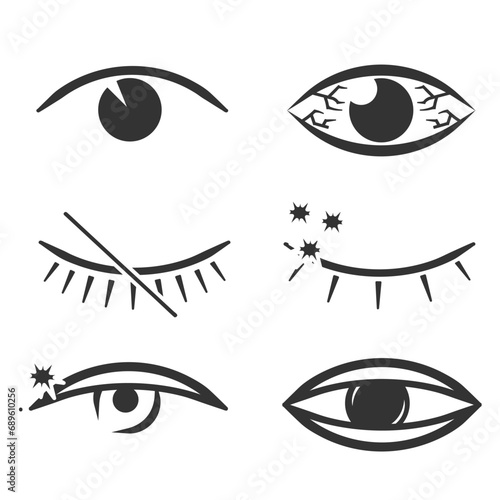 Open and closed eyes images, sleeping eye shapes with eyelash, vector supervision and searching signs. Eyesight symbol. Simple eye collection. View and eye vector linear icon set. Look and vision icon