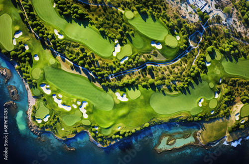 an aerial view of the greens at a golf course