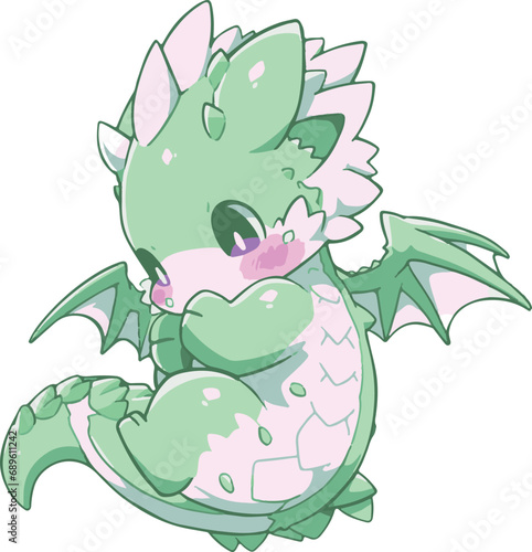 龍のチビキャラのキャラクターイラスト　正月イラスト