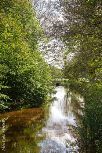 Restored Dutch river Ruiten Aa  Sellingen  Groningen  Netherlands