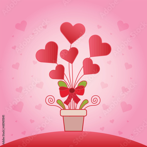 Happy Valentine's Day Love Heart Shape Vector Design Template