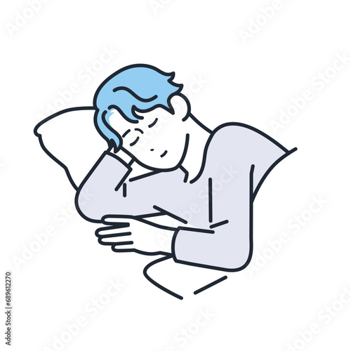 眠る若い男性のシンプルなベクターイラスト素材