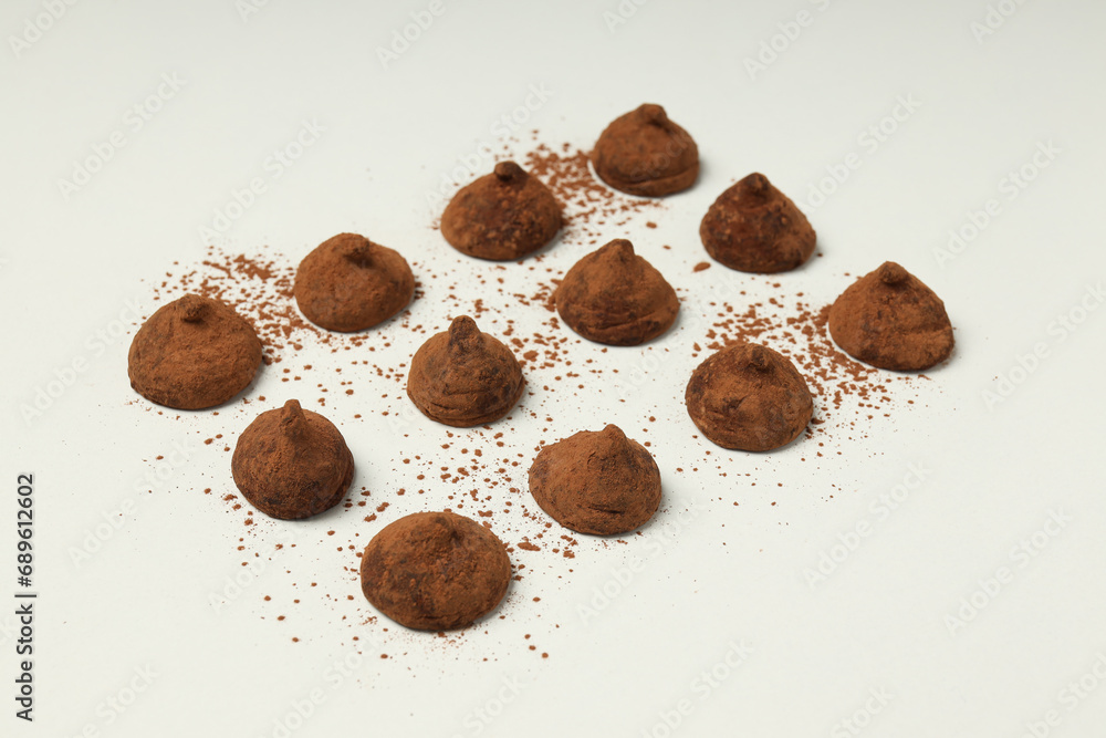Chocolate truffles, concept of delicious sweet food Chocolate truffles, concept of delicious sweet food