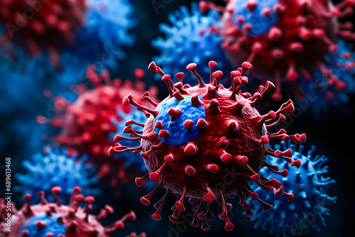 coronavirus, Influenza background and flu outbreak pandemic medical health concept. disease cells photo