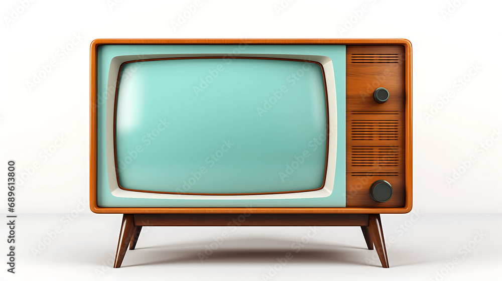 Televisor retro, antiguo sobre fondos lisos de diferentes colores - obrazy, fototapety, plakaty 