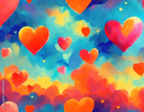 Patrón artístico de corazones de San Valentín, pintura al óleo, para tarjetas, postales, láminas y cuadros