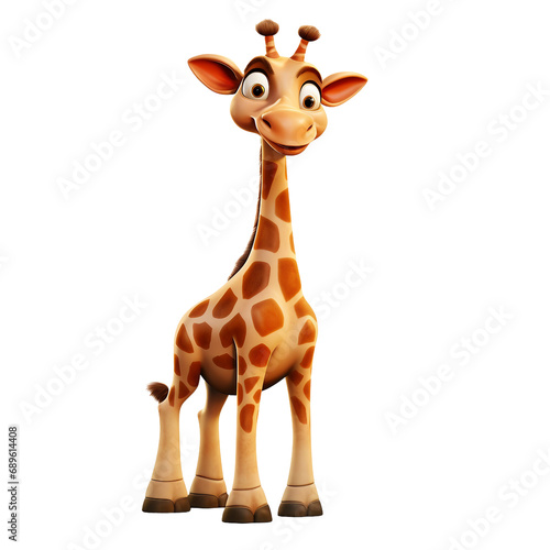 Cartoon Giraffe Isolation on White on a transparent background